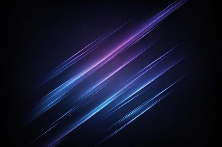 Dunkler Hintergrund mit diagonal verlaufenden Lichtstrahlen in Blau, Lila und Rosa.
